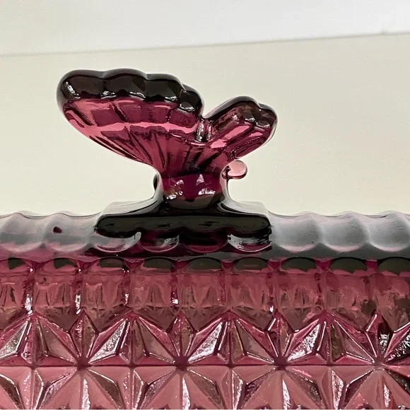 Circleware Plum Purple Amethyst Butterfly Butter Dish - Picture 8 of 16